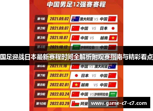 国足迎战日本最新赛程时间全解析附观赛指南与精彩看点