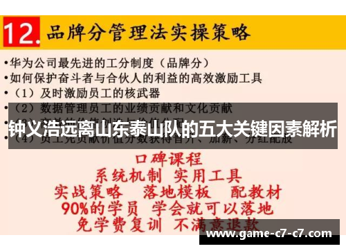 钟义浩远离山东泰山队的五大关键因素解析